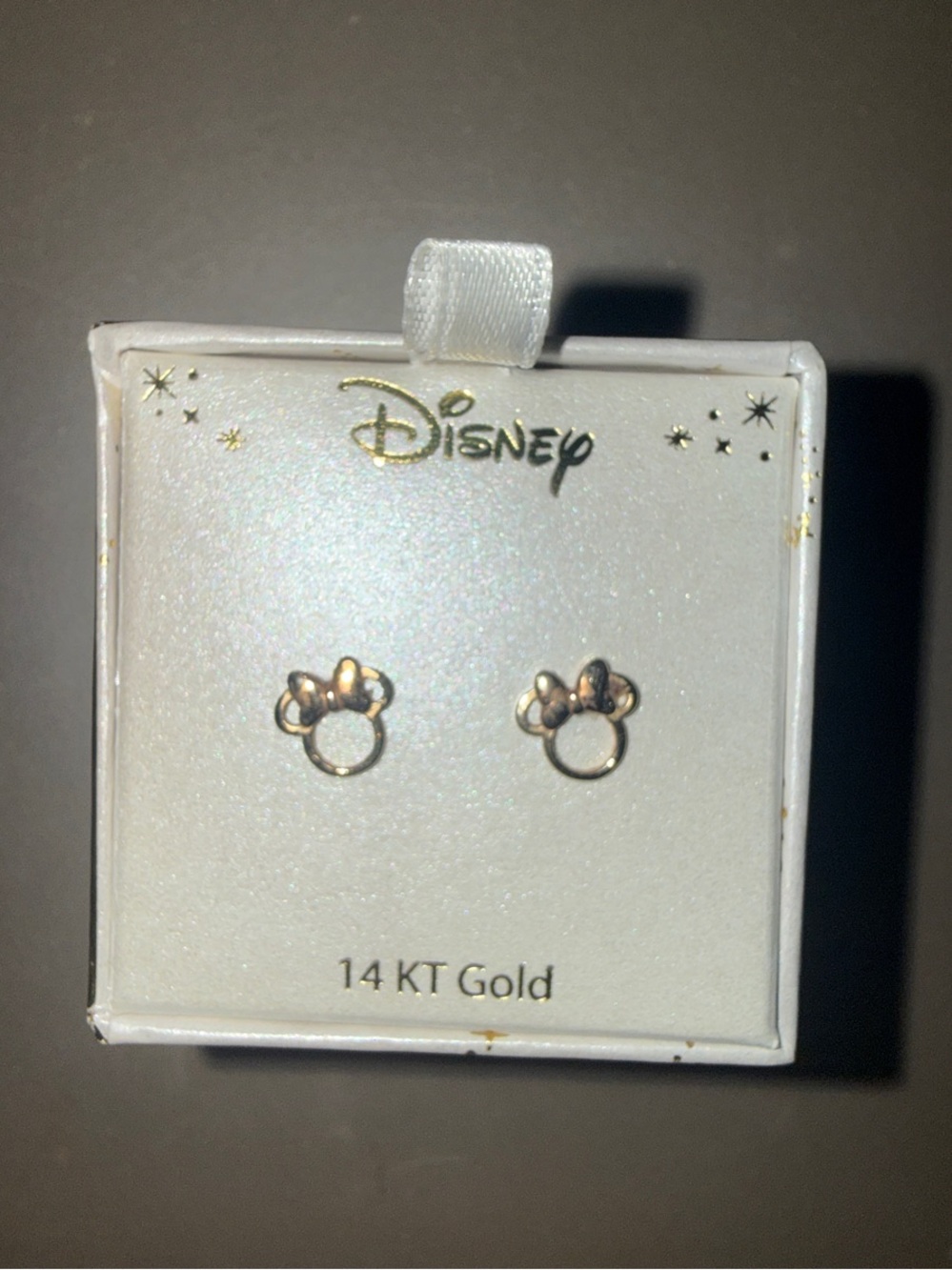Disney 14KT Gold Minnie Outline Stud Earrings - Gold